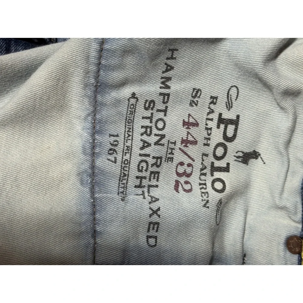Polo Ralph Lauren Hampton Relaxed Straight Mens Jeans 44x32 Blue Denim‎